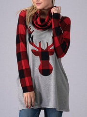 Christmas Deer High Collar Woman Swearshirts