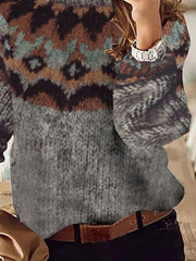 Crew Neck Tribal Boho Sweater