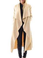 Plain Asymmetrical Hems Brilliant Lapel Trench Coats