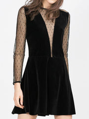 Fashion Gored Long sleeve Lace Shift Dresses