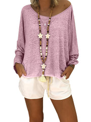 Autumn Round Neck Long Sleeve Woman Simple Casual T-Shirts