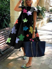 Women stylish printed hot round neck short sleeve Maxi dresses