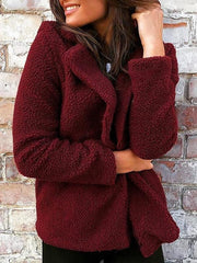 Autumn Winter Turn-down Collar Daily Woman Plush Short Coats