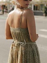 Fashion Loose strap printed gored vacation dresses