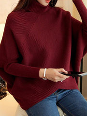 Asymmetrical Batwing Knitted Sweater