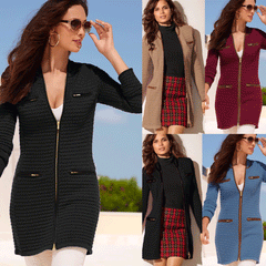 Zipper Sexy Deep V Neck Woman Coats