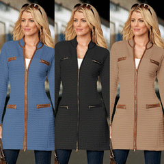 Zipper Sexy Deep V Neck Woman Coats