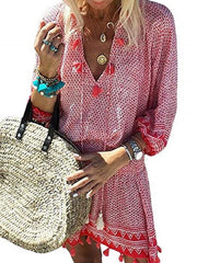 Sexy V Neck Seven Cuff Tassels Casual Dresses