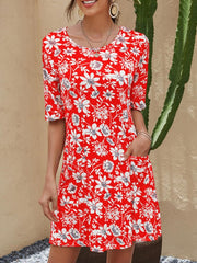 Round neck half sleeve women skater dresses