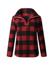 Fashion Grid Zip Stand-up Collar Sweatshirts
