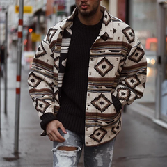 Men's Fashion Casual Printed Lapel Jacket