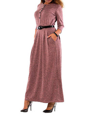 Button Up Long Sleeve Knitted Dress