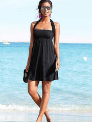 Sexy Black Various Methods of Wear Beach Dress Mini Dress