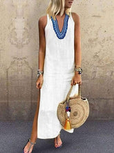 Casual v-neck print sleeveless maxi dress