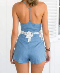 Fashion Lace Gored Vest Jumpsuits