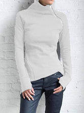 Women casual high neck zipper long sleeve sweatshirts tops