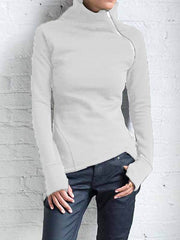 Women casual high neck zipper long sleeve sweatshirts tops