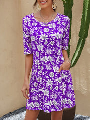 Round neck half sleeve women skater dresses