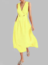 Women deep v neck sleeveless big hem maxi dresses