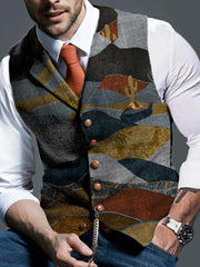 Retro Camouflage Print Lapel Fashion Slim Waistcoat