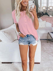 Casual plain summer round neck short sleeve T-shirts