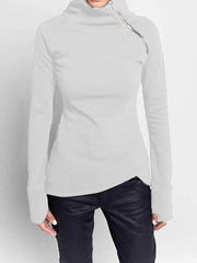 Women casual high neck zipper long sleeve sweatshirts tops