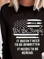 Casual Letter Crew Neck Long Sleeve Shirts & Tops