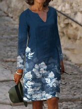 V-neck Floral Print Casual Loose Shift Dresses
