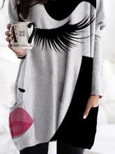 Black-Grey Casual Long Sleeve Abstract Shirts & Tops