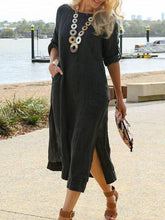 Black Crew Neck Long Sleeve Shift Dresses