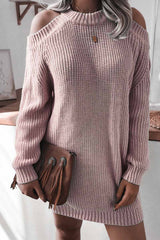 Loose Off Shoulder Long Sleeves sweater Shift Dresses