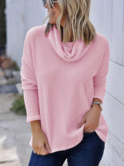 Solid Elegant Daily Woman High Collar Knit Casual Sweaters