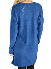 V-Neck Plain Long Sleeve T-Shirt