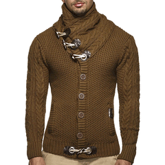 Men Casual Horn Button Warm Sweater