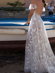 White Plunge Embroidery Flower Chic Women Sheer Mesh Cami Evening Dress
