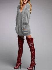 V Neck Woman Long Sleeve Sweater