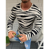 Men's Fashion Zebra-Stripe Knit Sweater
