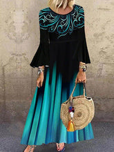 A-Line Long Sleeve Boho Bateau/Boat Neck Dresses