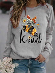 Crew Neck Long Sleeve Printed Casual Sweatshirt