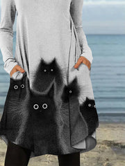 Loosen Animal Cotton Blends Dresses