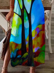 Casual Print Round neck Short sleeve Maxi Dresses