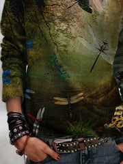 Crew Neck Casual Printed Shirts & Tops