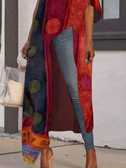 Vintage Geometric Off Shoulder Asymmetrical Tops