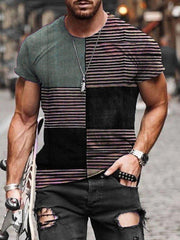 Men's Line Splicing Print T-shirt