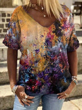 Casual loose floral print short-sleeved top