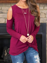 Round Neck Long Sleeve Open Shoulder T-shirts