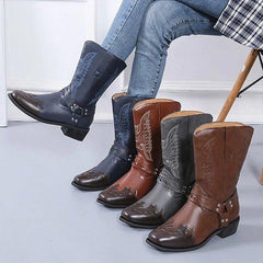 Women Plus Size Chunky Heel Slip-On Boots