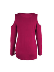Round Neck Long Sleeve Open Shoulder T-shirts