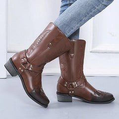 Women Plus Size Chunky Heel Slip-On Boots