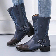 Women Plus Size Chunky Heel Slip-On Boots
